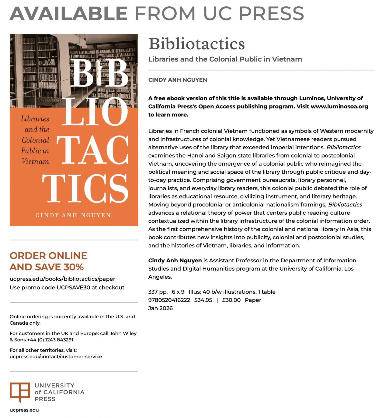 Bibliotactics Available for Preorder from UC Press 30% off